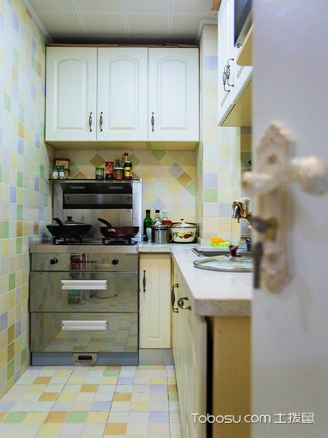 狭小厨房装修效果图之田园狭小厨房装修