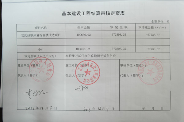 装饰装修工程竣工结算_装修竣工资料_装修竣工验收单