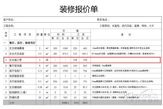 装修报价预算_装修墙面处理预算_普通装修预算