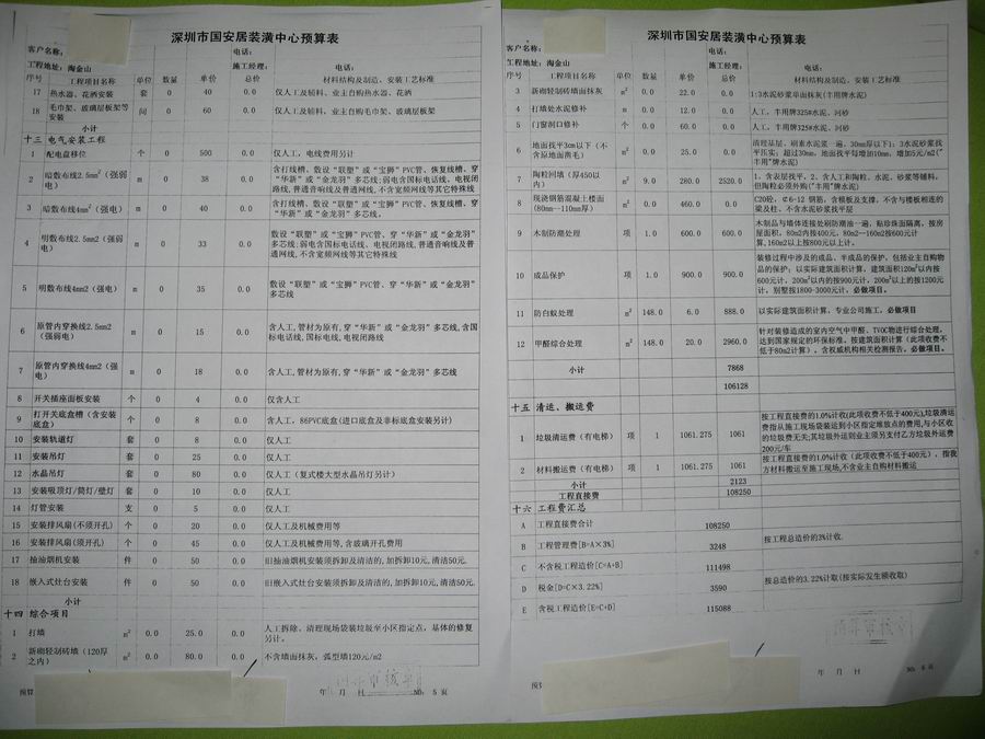 装修合同预算_装修辅材预算_装修涂料预算