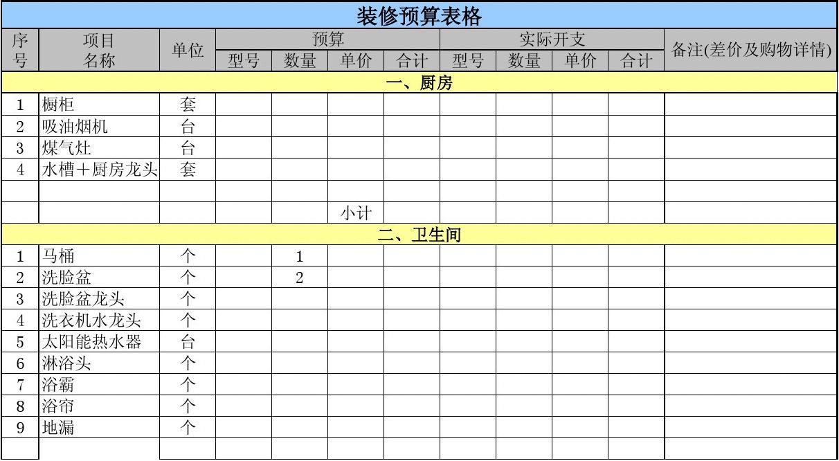装修水电安装预算_家装修预算表_装修辅材预算单