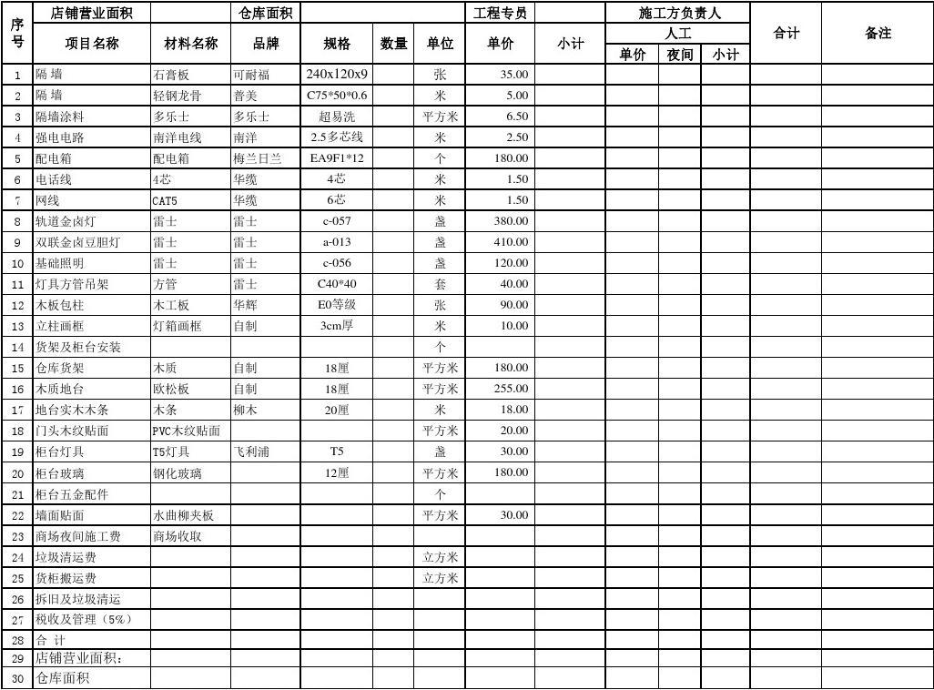 装修竣工资料_装修竣工验收报告_装修竣工结算表