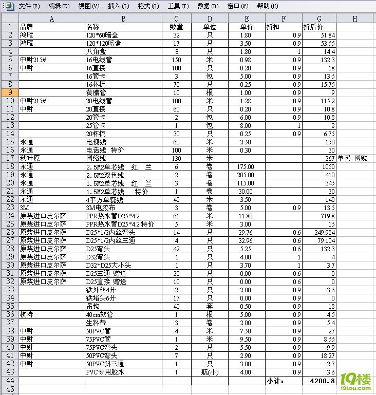 装修水电材料报价单_装修水电安装材料清单_装修 材料 清单