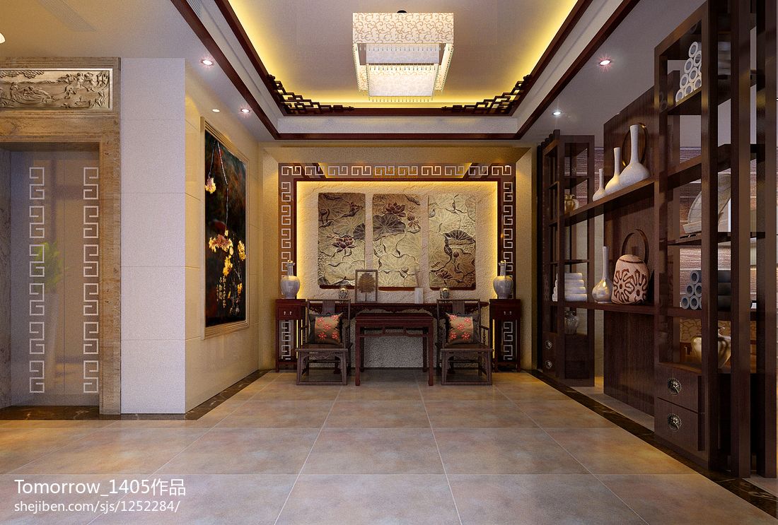 中空简中式装修效果图_复式楼房简中式装修效果图_简中式装修效果图