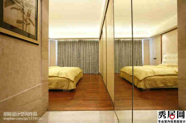 卧室进门过道墙面整体镜子造型图 肩敢一进门墙镜面装修图