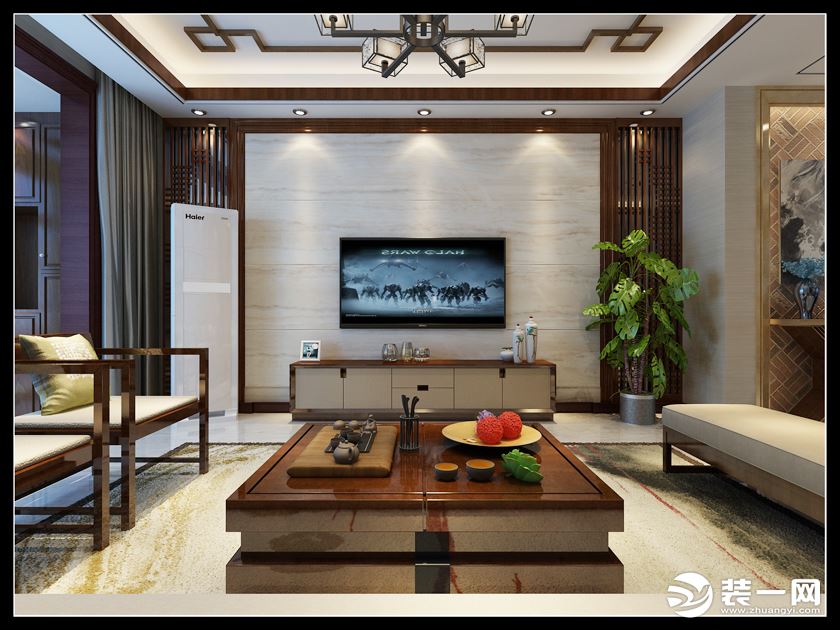 中式装修效果图吧_中式电视背景墙装修效果图大全2014图片_中式豪华电视背景装修效果图