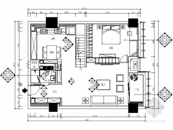 [福建]精品美式风格两层别墅样板房室内装修施工图(含水电)