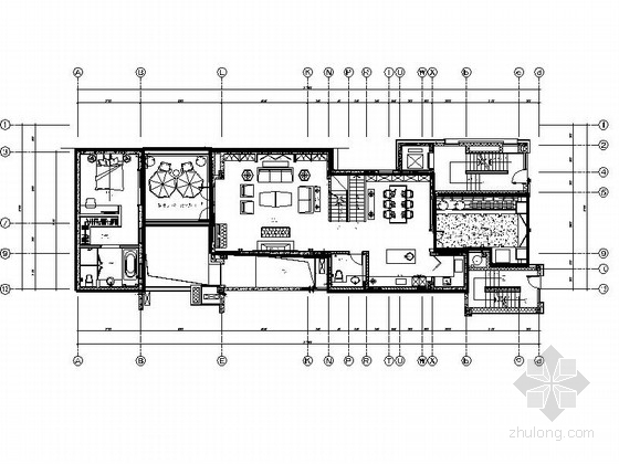 [重庆]清新高雅法式风格叠拼别墅室内装修CAD施工图（含效果）