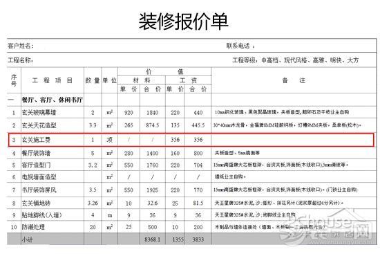 贵阳装修半包预算表_125平米装修半包预算_半包装修报价清单