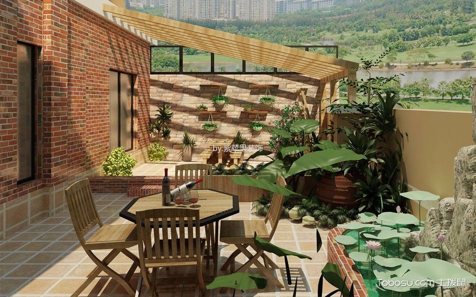 阳台 茶几_欧式风格300平米复式新房装修效果图
