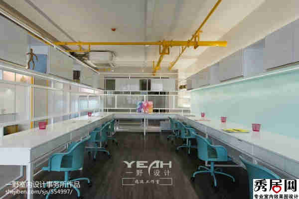 地下室改成成办公室装修效果图 地下办公室家具摆放设计图片