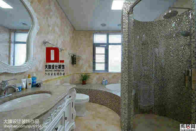 淋浴房卫生间弧形附装修效果图 浴室砖泣克墙面弧形附设计图