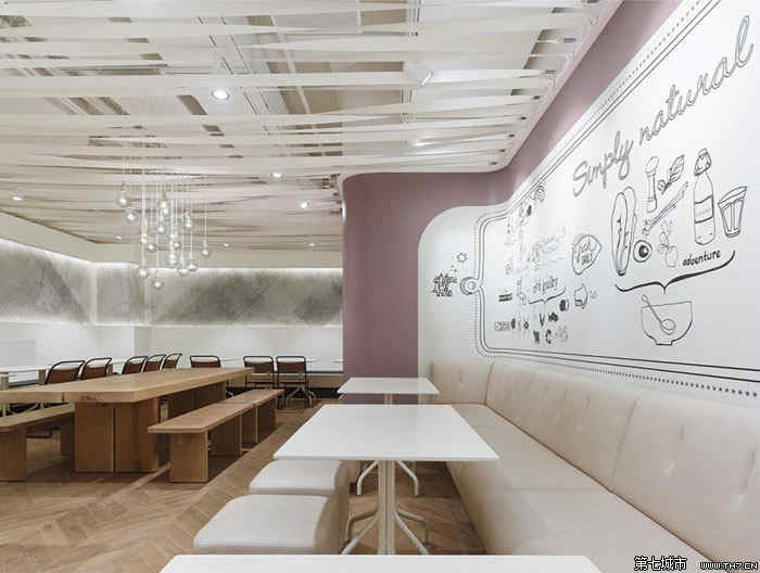 2017止店室内卡间装修效果图 普通小型特色带卡座餐厅内部卡间布置装饰设计图