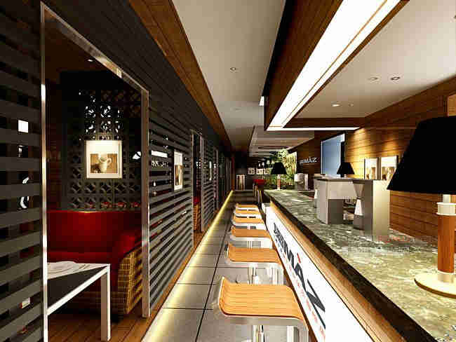 2017止店室内卡间装修效果图 普通小型特色带卡座餐厅内部卡间布置装饰设计图