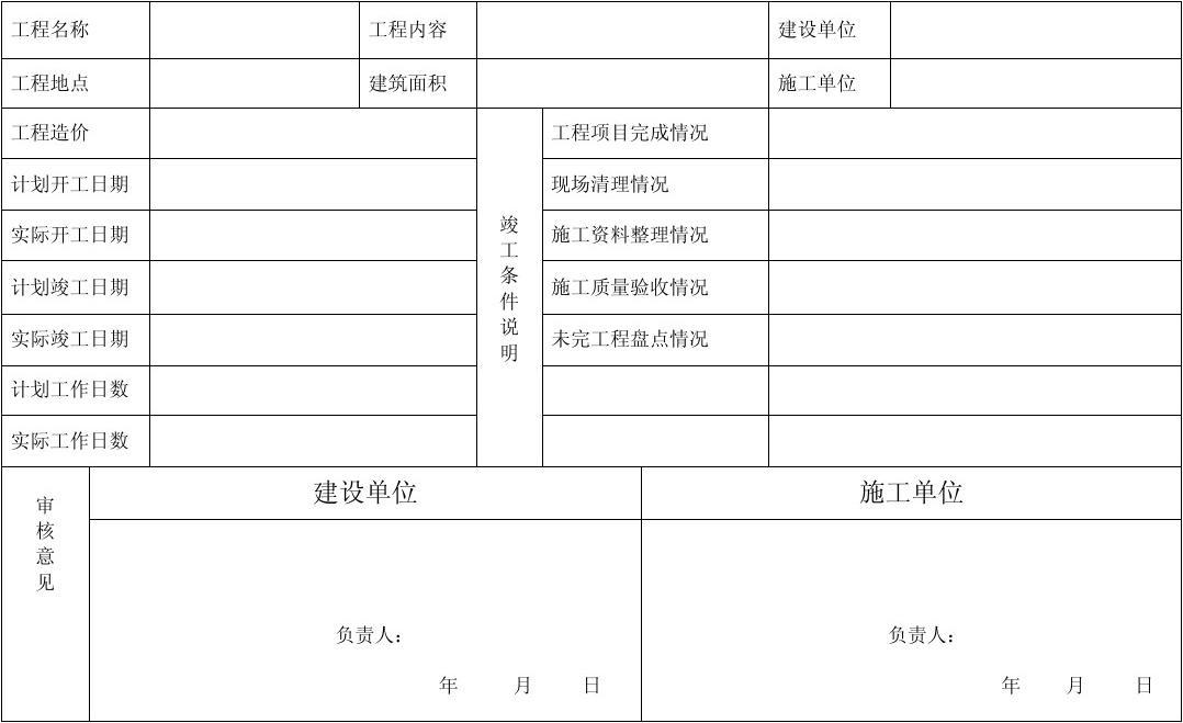 竣工验收单 算验收_竣工规划验收申请报告_物业装修竣工验收表