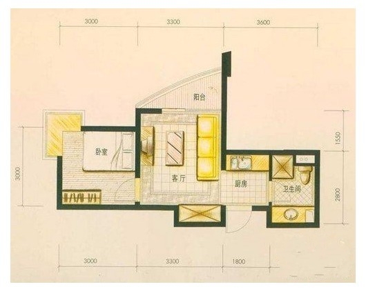 40平一室一厅装修预算_100平3室1厅装修方案_2室1厅1厨1卫64平装修效果图