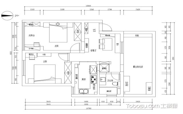 70平米小户型装修案例-户型图