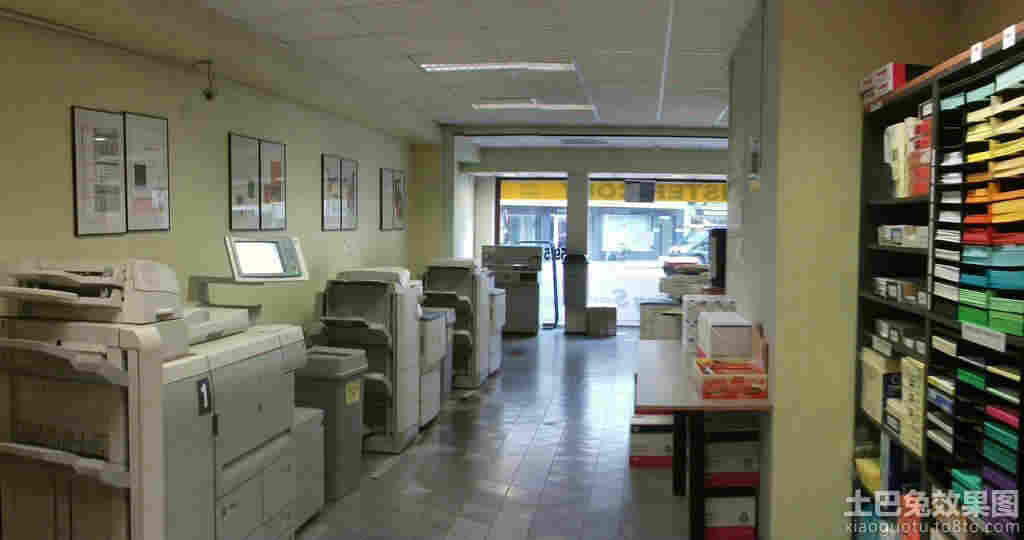 复印店园修好 4款30平米现代风钢复印店装修效果图