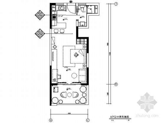 [上海]小型现代简约风格一居室室内装修施工图（含效果）