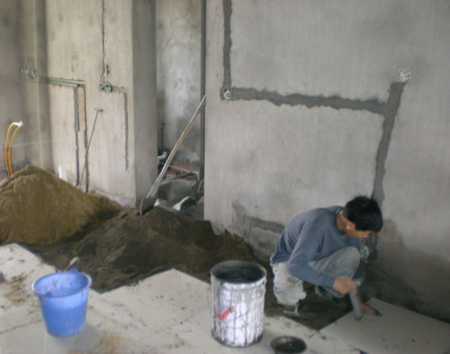 外墙马赛克砖施工工艺_pvc地板施工_装修贴地板砖施工图片