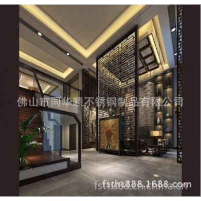 供应佛山同华顺厂家生产加工201镀色激光切割不锈钢酒店屏风隔断，家居客厅隔断屏风