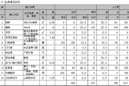 70平装修半包预算表_半包装修报价清单_装修清单 半包