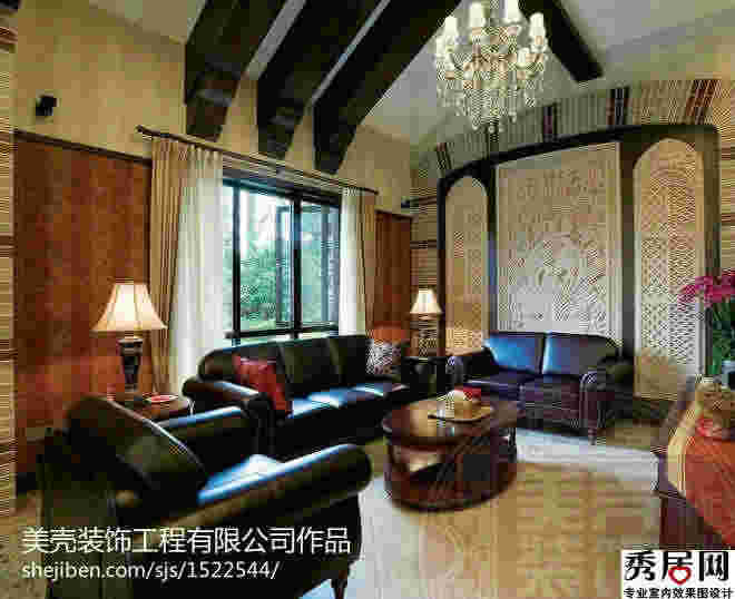 中式实木仿古茶几模型装修设计效果图 地中海蓖厅摆放老榆木家居装饰图片