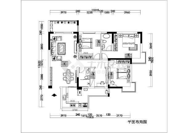 地产装修户型图psd分层素材_40平方小户型装修阁楼图_装修施工户型图