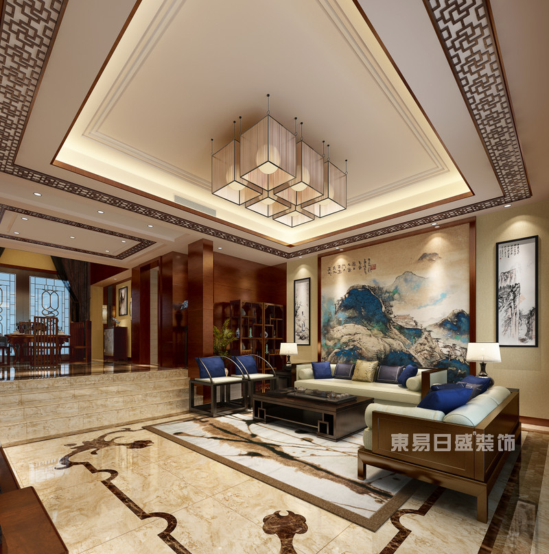 排房客厅新中式装修效果图_客厅中式装修效果图欣赏_中式客厅装修效果图客厅背景墙