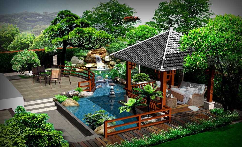 别墅花园设计实景图 庭院_别墅花园装修设计_美式别墅花园装修图片
