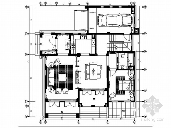[江苏]高档欧式古典风格两层别墅样板房室内装修施工图（含高清效果图和概念方案）