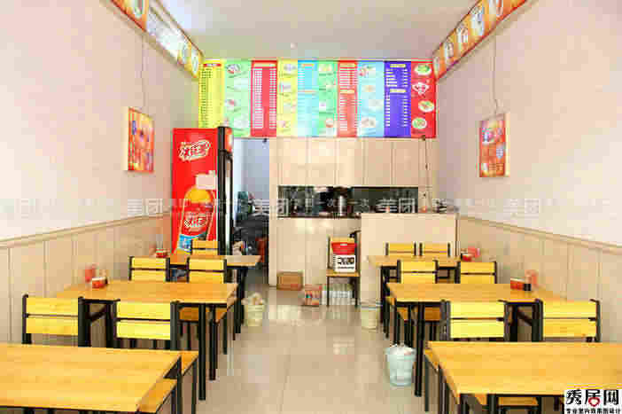 沙县小吃内外装修效果图 5款沙县小吃整体店铺设计装潢图片