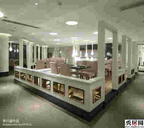 品牌连锁快餐店内部装修设计效果图 法式浪漫风情餐馆店面布置效果图
