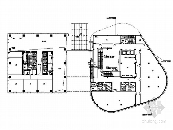 [上海]某现代风综合办公楼电梯间及卫生间室内装修施工图（含效果）