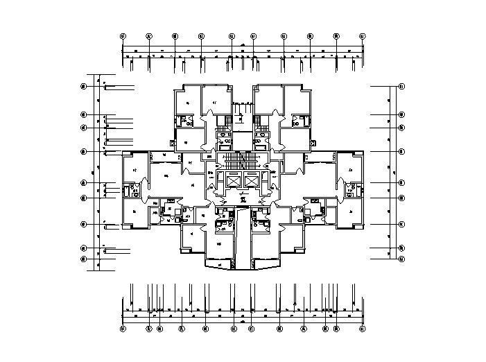 4栋24-30层高层住宅户型平面图（CAD）