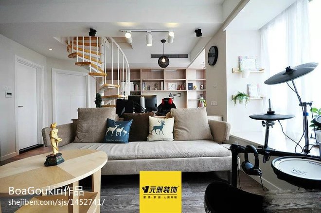 200多平复式装修图片_北欧小复式90平装修效果图_60平小户型复式装修