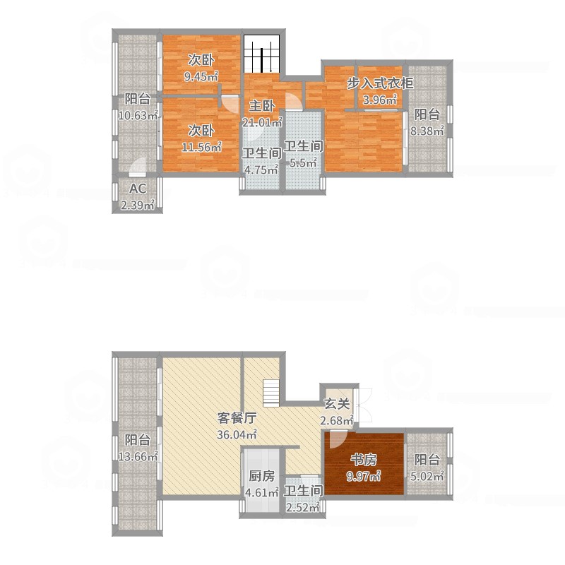 3室2厅2卫装修设计_3室2厅2卫装修样板房_3室2厅1卫户型图装修效果图