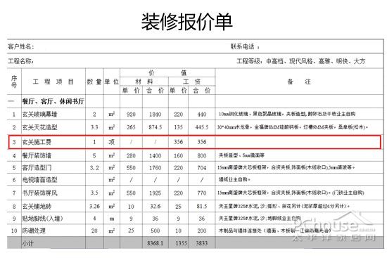 公路工程预算8-2表_预算造价表_美式装修预算报价表