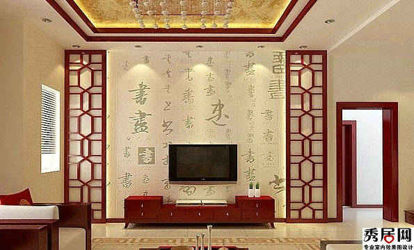 中式花赣背景墙装修效果图 五款仿古木涤墙设计图片欣赏