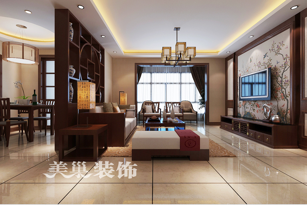 三室两厅两卫新中式装修效果图_三室两厅两卫装修效果图图片_三室两厅两卫装修效果图新中式
