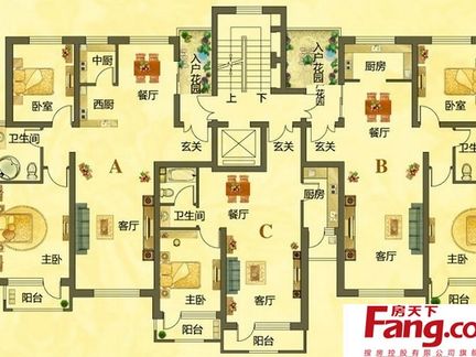 南京天润城16街北区2梯5户户型图_一梯三户楼房东门装修效果图_中间户装修效果图片