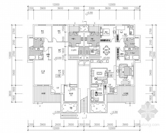 [北京]某五层叠拼别墅户型平面图（120、140、160、180）