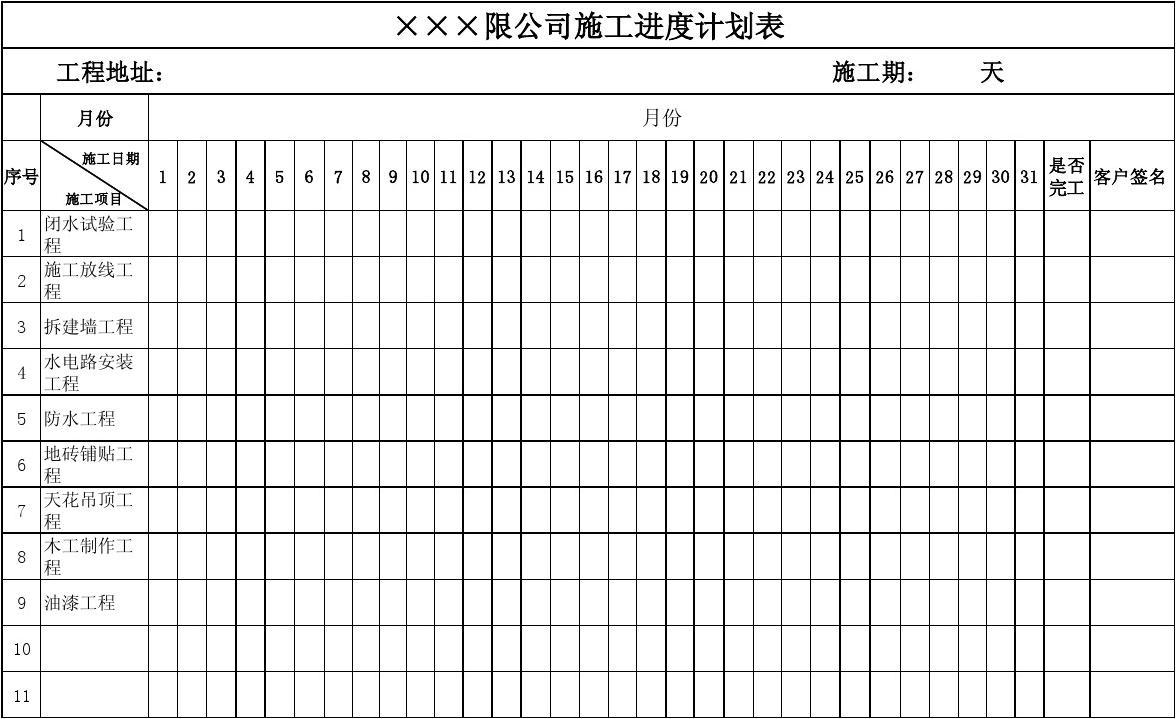 房建施工周进度计划表_装修现在施工进度表_房建施工周进度计划