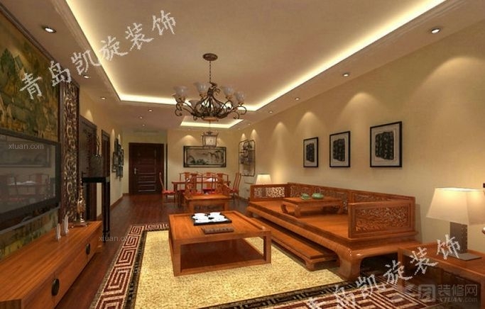 两房一厅中式装修效果图大全_客厅中式装修效果图大全2013图片_3室2厅1卫户型图装修效果图
