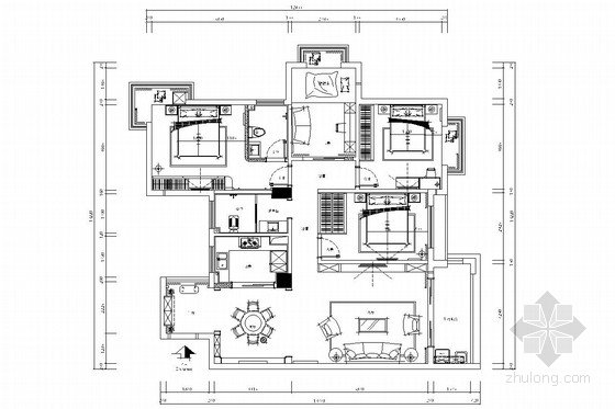 [长沙]环境优雅高层住宅简欧风格三居室装修图（含效果图）