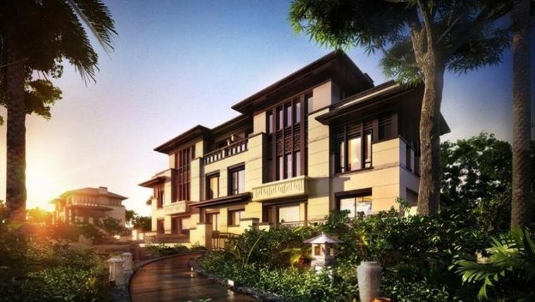 万濠山庄双拼别墅建筑模型设计