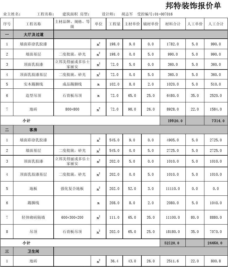 装修油漆人工报价单_装修油漆工序_装修油漆师傅