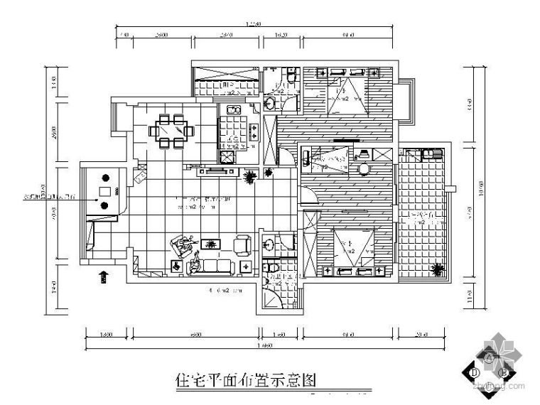 混搭风格三室二厅装修图(含效果)