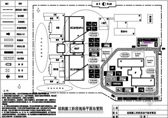 活动中心结构、装修、临水临电施工现场平面布置图