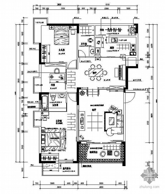 某经典两居室家居设计施工图（两套方案）
